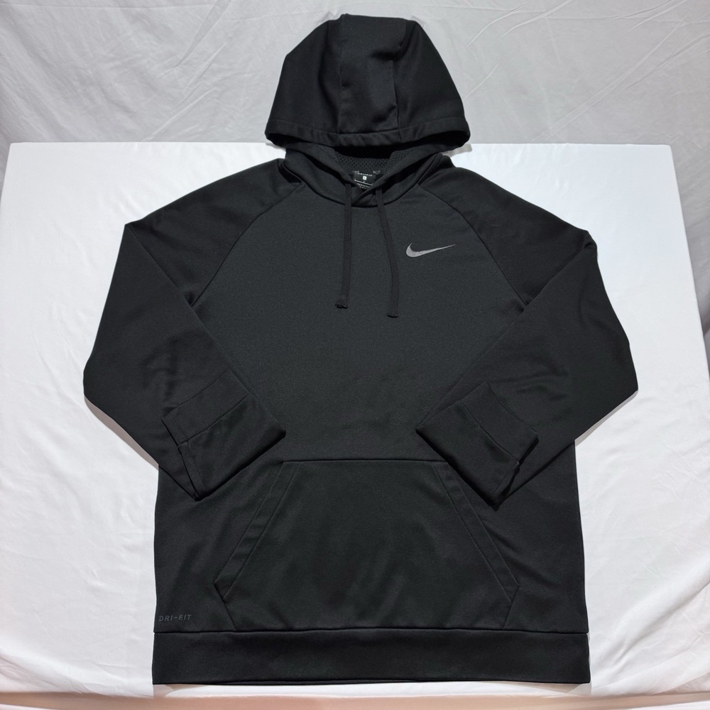 Nike Dri-FIT Hoodie Black w/Gray Embroidered Swoosh Men's Size Large Pullover